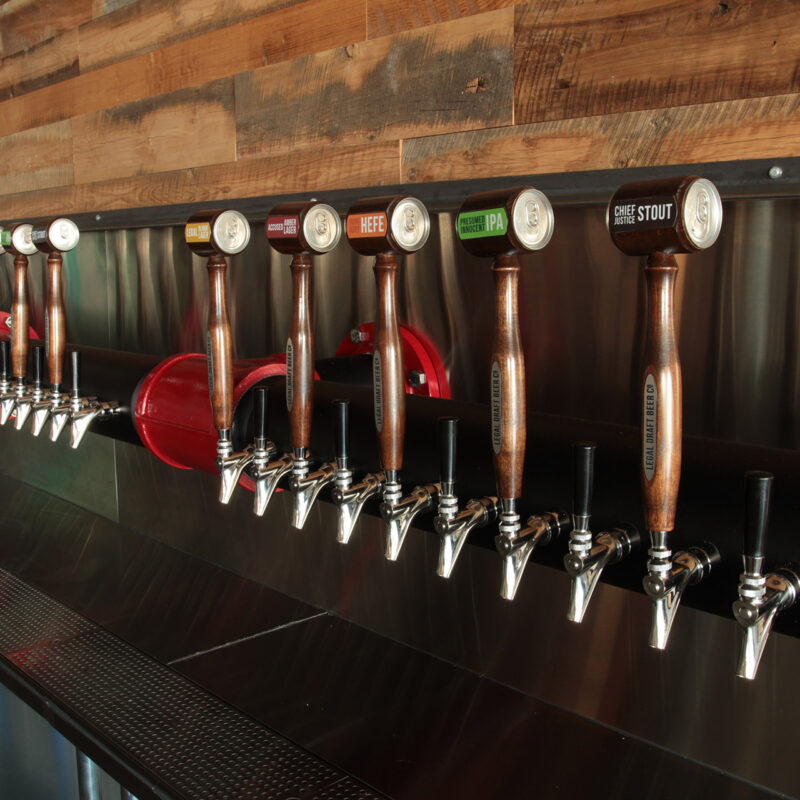The custom 40 Tap Micro Matic Tower mounted to the wall